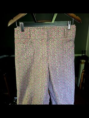 LOFT Pink and Cream Cropped Ankle Pants